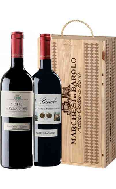 Barolo und Nebbiolo in einer Holzkiste