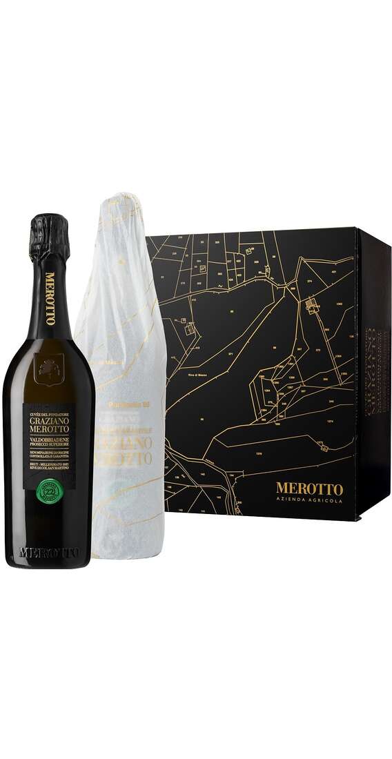 Boxset mit 6 Flaschen Cuvée del Fondatore „Graziano Merotto“ Valdobbiadene Prosecco Superiore Brut DOCG Rive