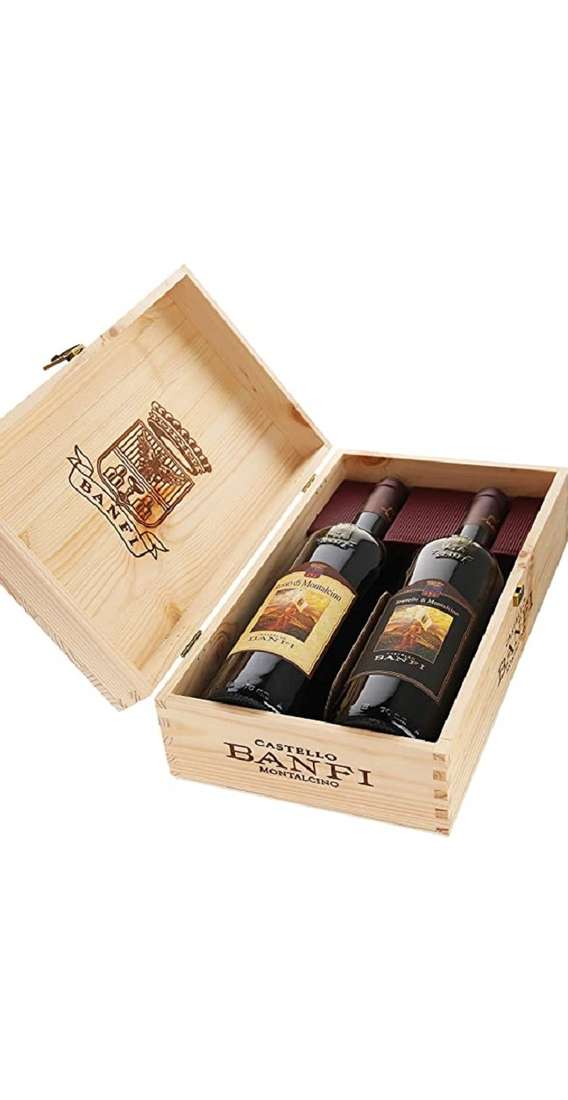 Boîte en bois Brunello e Rosso di Montalcino Cantina Banfi