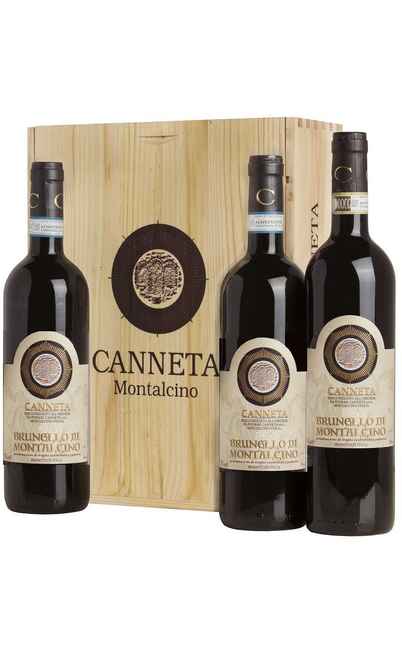 Caisse bois verticale Brunello di Montalcino DOCG 2016 - 2017 - 2018 [Podere Canneta]