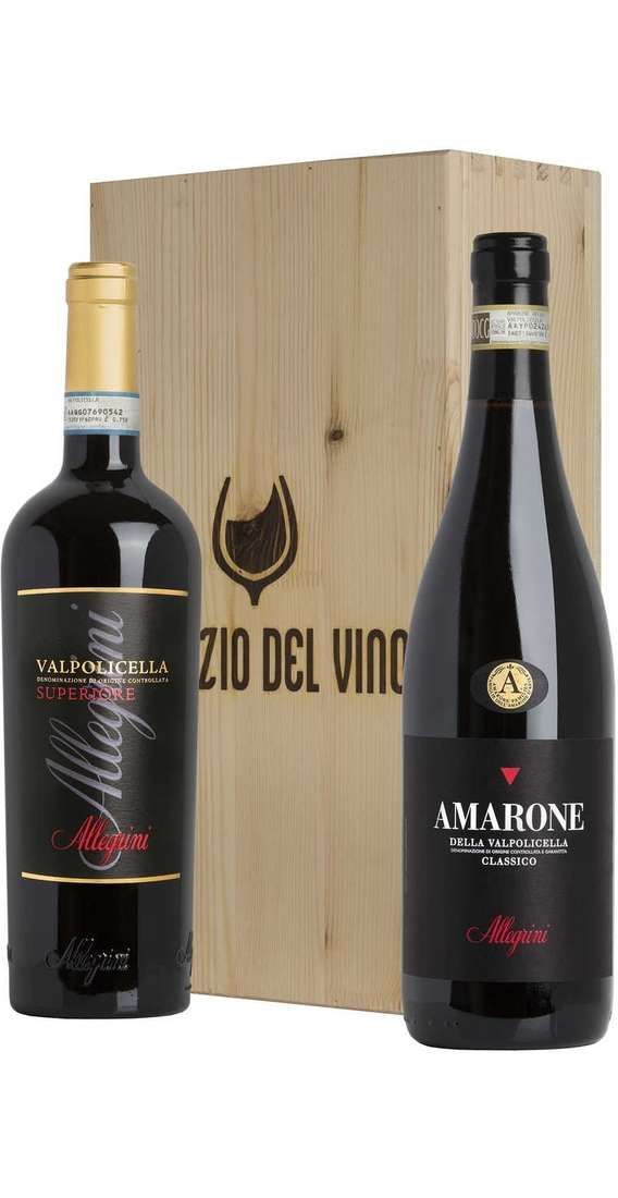 Caisse en bois 2 vins Amarone et Valpolicella Superiore