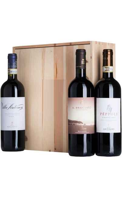 Caisse en bois 3 vins - Brûlé, Chianti Riserva et Peppoli [Antinori]