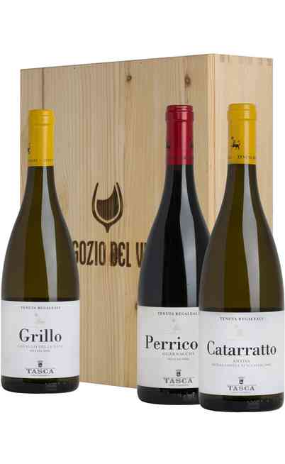 Caisse en bois 3 vins Catarratto, Perricone et Grillo