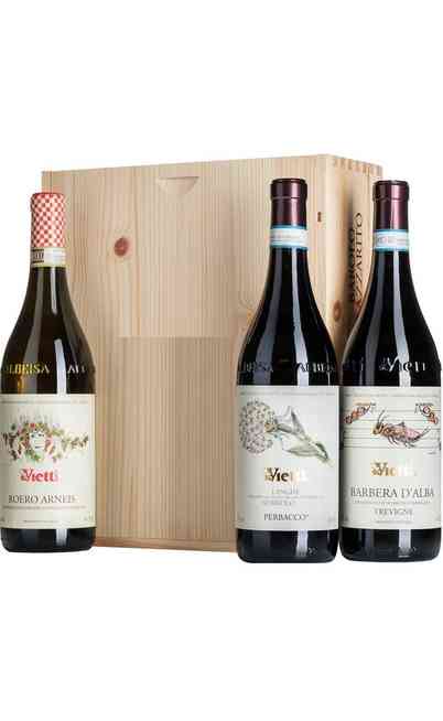 Caisse en bois 3 vins Nebbiolo, Barbera et Roero Arneis