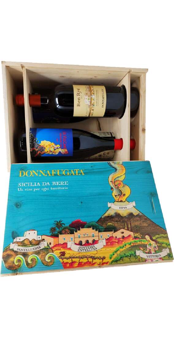 Cassa di Legno 4 Vini Sicilia da Bere Cantina Donnafugata