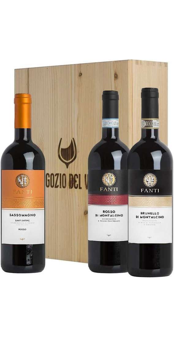 Wooden Box 3 Wines Brunello, Rosso Montalcino e Sant'Antimo