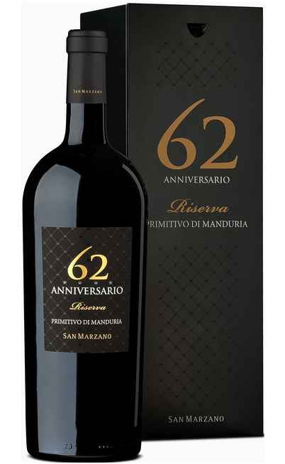 Doppio Magnum 3 Litri Primitivo di Manduria RISERVA "Anniversario 62 " DOP in Cassa Legno [San Marzano]