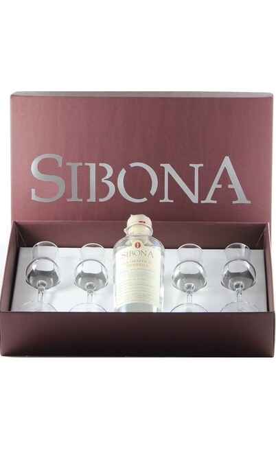 Grappa di Nebbiolo "Bianca" con 4 Bicchieri Astucciata [Sibona]