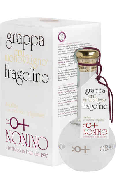Grappa „CRU Monovitigno“ Fragolino verpackt