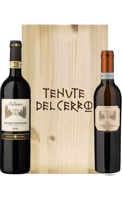 Holzkiste 2 Weine aus dem Keller der Fattoria Del Cerro