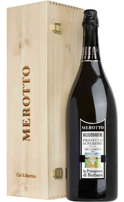 Jéroboam 3 liters Valdobbiadene Prosecco Sup. Dry Millesimato DOCG Rive "La Primavera di Barbara" In Wooden Box Jéroboam 3 liters Valdobbiadene Prosecco Sup. Dry Millesimato DOCG Rive "La Primavera di Barbara" In Wooden Box