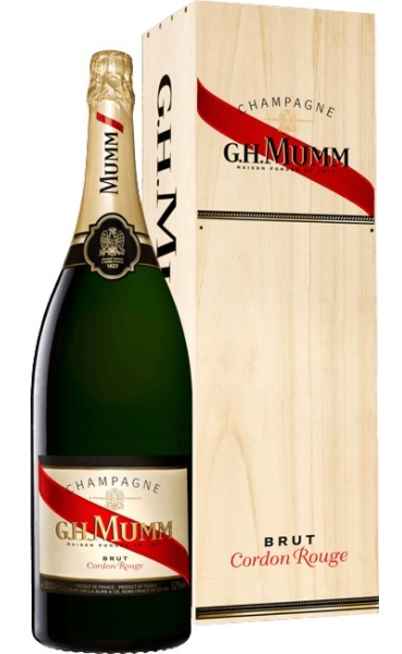 Jéroboam 3 Litres Champagne Argent "Cordon Rouge" en Coffret Bois [G.H MUMM]