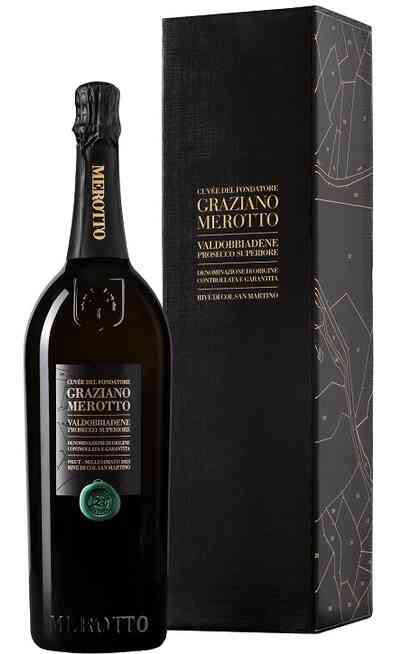 Magnum 1,5 Liter Valdobbiadene Prosecco Superiore Brut Rive Cuvée del Fondatore „Graziano Merotto“ DOCG verpackt