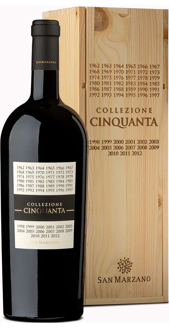 Magnum 1,5 litre Cinquanta Collection Vin rouge italien dans une caisse en bois