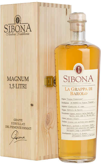 Magnum 1,5 Litri Grappa di Barolo "Gialla" In Cassa Legno [Sibona]