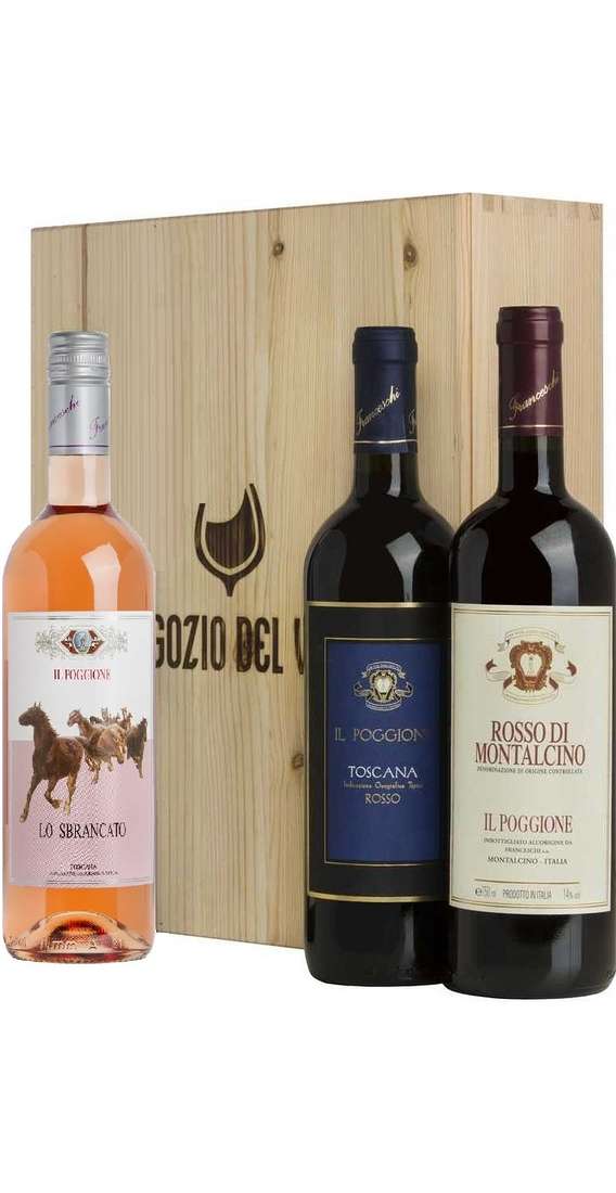 Montalcino Rot, Rosé und toskanisches Rotholzgehäuse