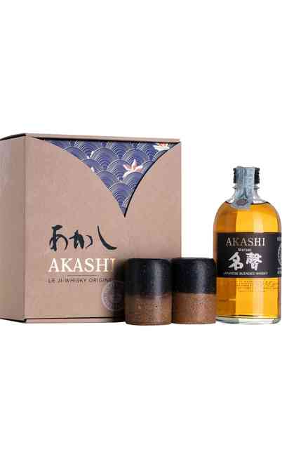 Whisky Akashi Meïsei Spezialpackung, verpackt mit 2 Gläsern