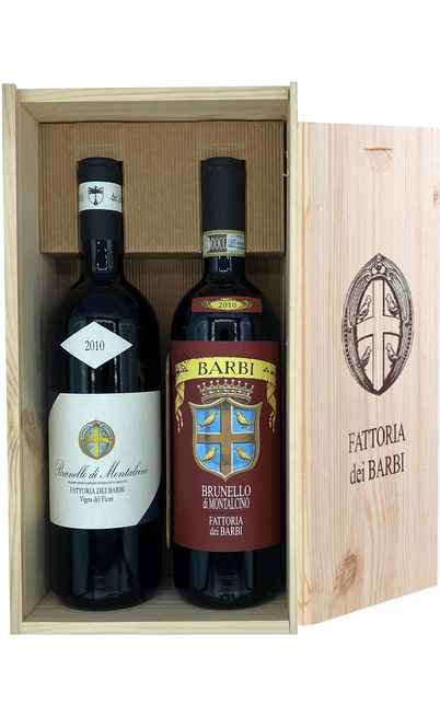 Wooden Box 2 Bottles 2010 Brunello di Montalcino "Vigna del Fiore" and Brunello di Montalcino Riserva [BARBI]