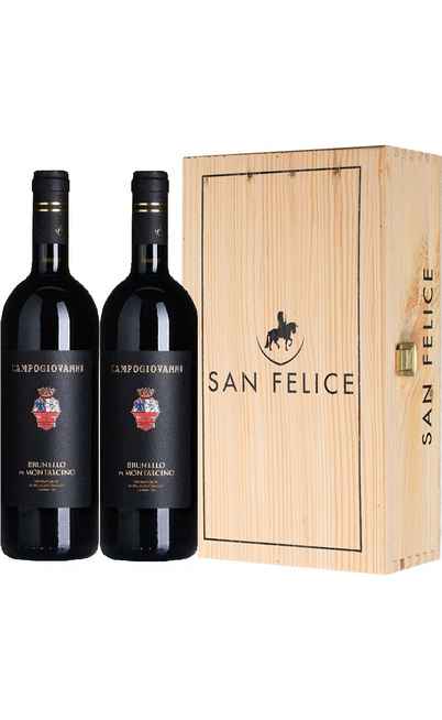 Wooden Box 2 Wines 2 Brunello Montalcino 2016-2017 [SAN FELICE]
