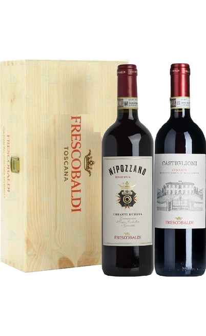 Wooden Box 2 Wines Frescobaldi Winery [FRESCOBALDI]