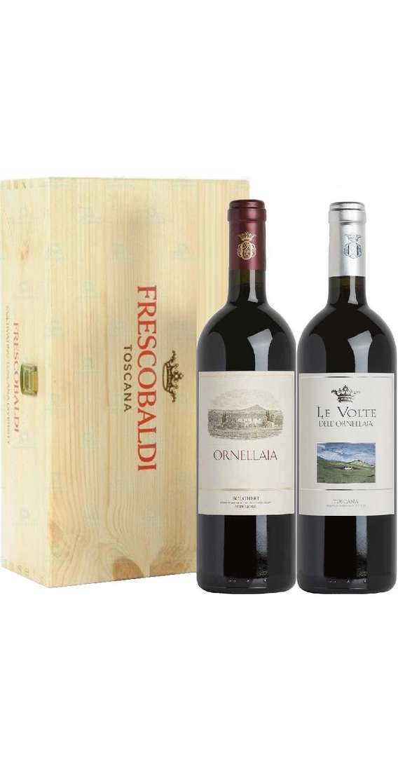 Wooden Box 2 Wines ORNELLAIA Bolgheri Superiore e  Le Volte dell'Ornellaia