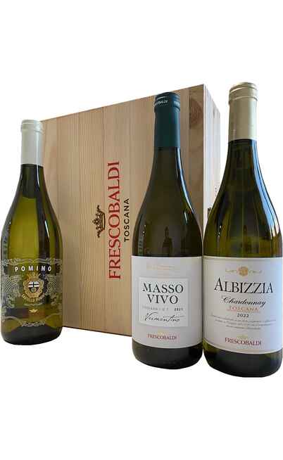 Wooden Box 3 Wines: Albizzia, Massovino e Pomino Bianco [FRESCOBALDI]
