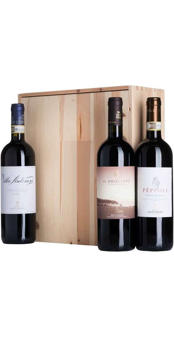 Wooden Box 3 Wines - Bruciato, Chianti Riserva e Peppoli