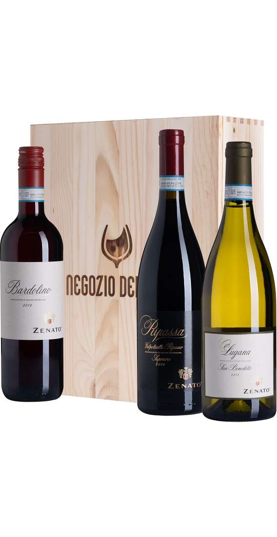 Wooden Box 3 Wines Ripassa, Lugana e Bardolino