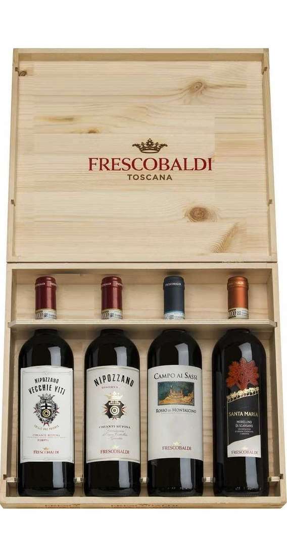 Wooden Box 3 Wines: Rosso Montalcino, Nipozzano, Nipozzano Vecchie Viti e Morellino
