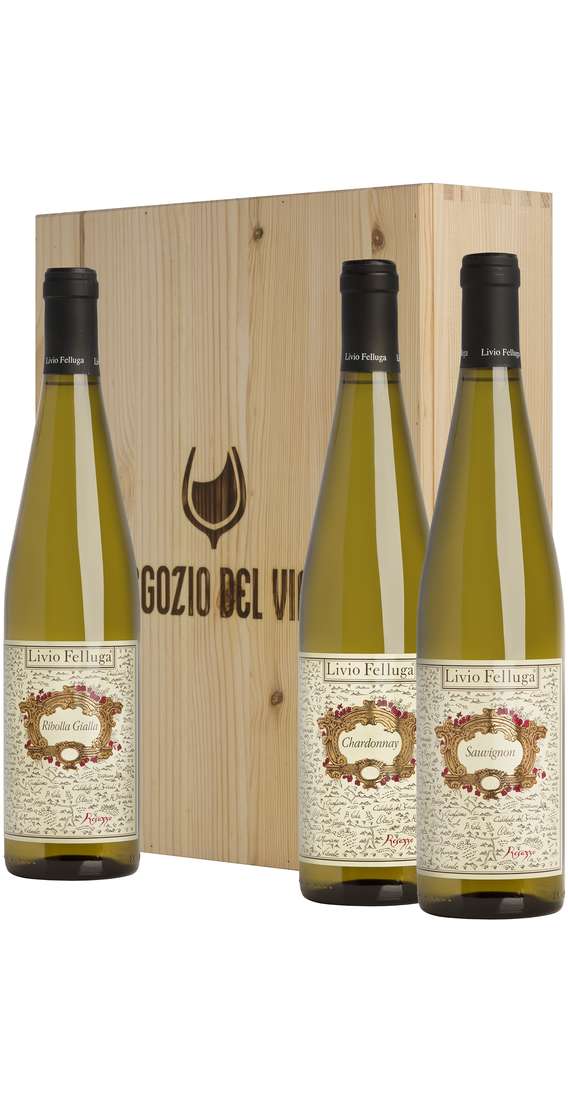 Wooden Box 3 Wines Sauvignon, Friulano, Ribolla Gialla