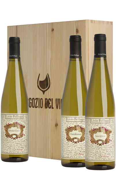 Wooden Box 3 Wines Sauvignon, Friulano, Ribolla Gialla