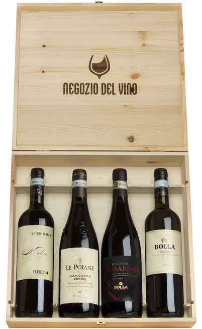 Wooden Box 4 Wines Amarone, Ripasso, Valpolicella e Custoza [Bolla]