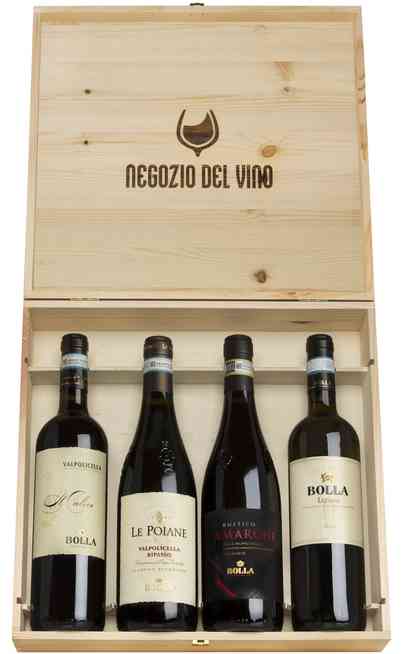 Wooden Box 4 Wines Amarone, Ripasso, Valpolicella e Custoza