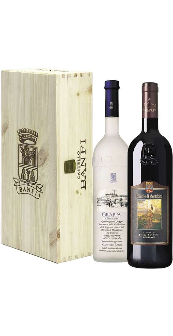 Wooden Box Brunello di Montalcino e Grappa Banfi Winery