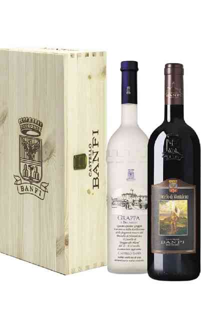 Wooden Box Brunello di Montalcino e Grappa Banfi Winery
