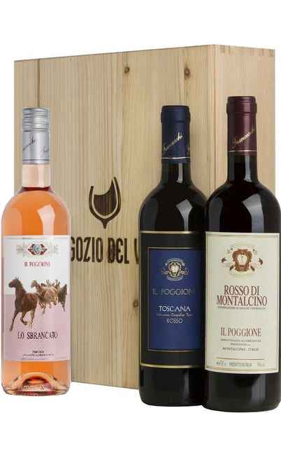 Wooden Box Rosso Montalcino, Sbrancato Rosato e Rosso Toscana [Il Poggione]